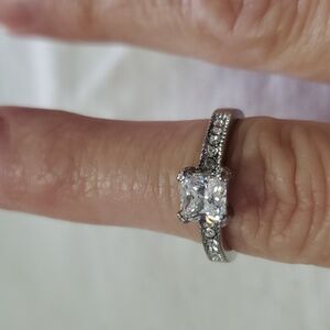 Stainless‎ steel solitaire engagement ring